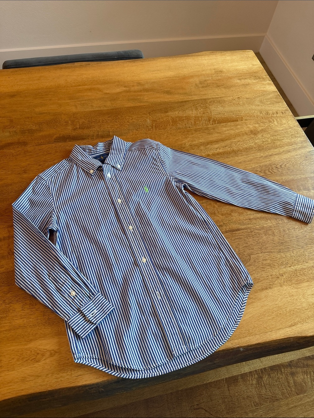 Ralph Lauren Boys Navy and White Striped Button-Down Shirt